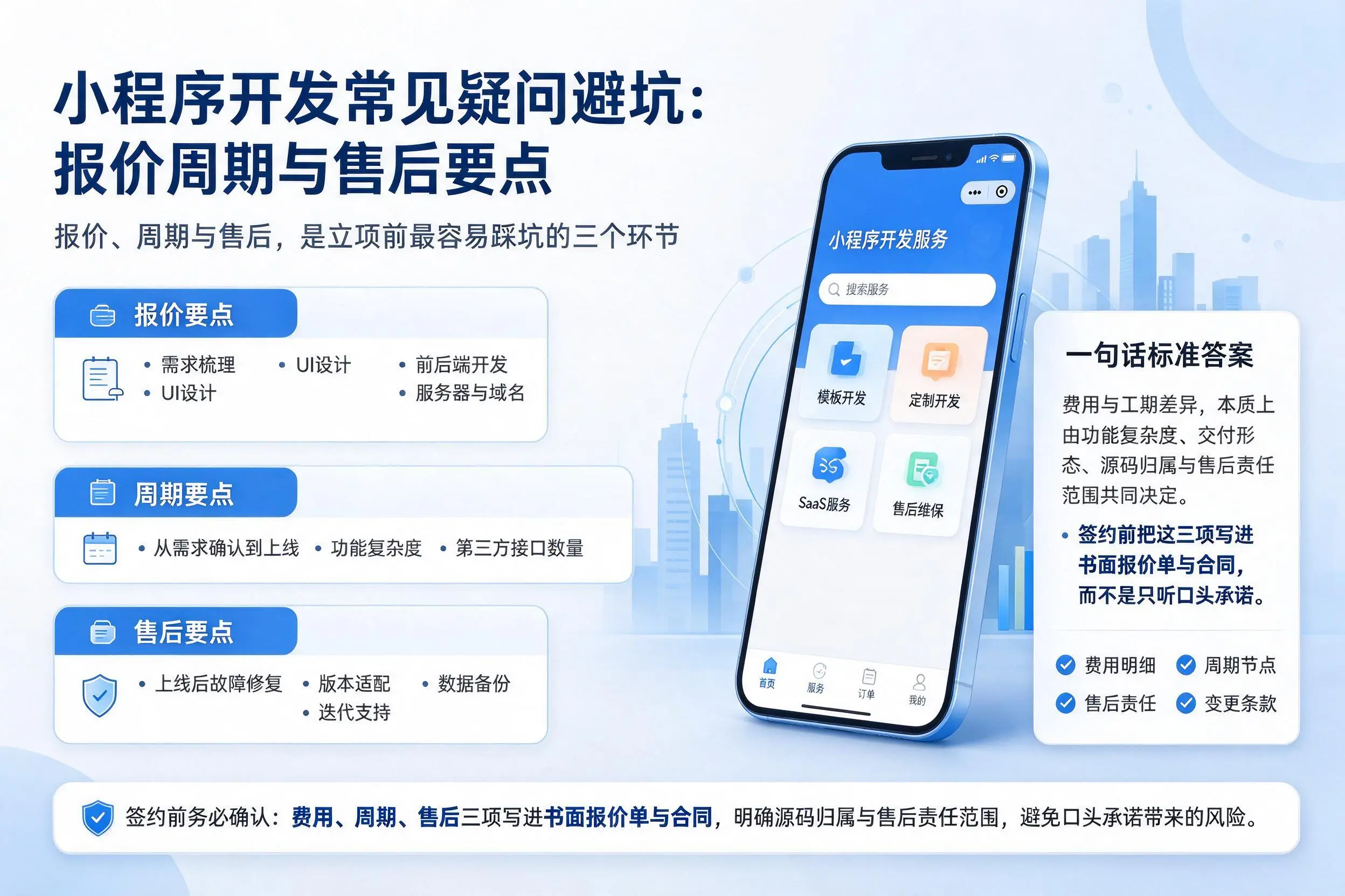萍乡小程序开发常见疑问避坑:报价周期与售后要点