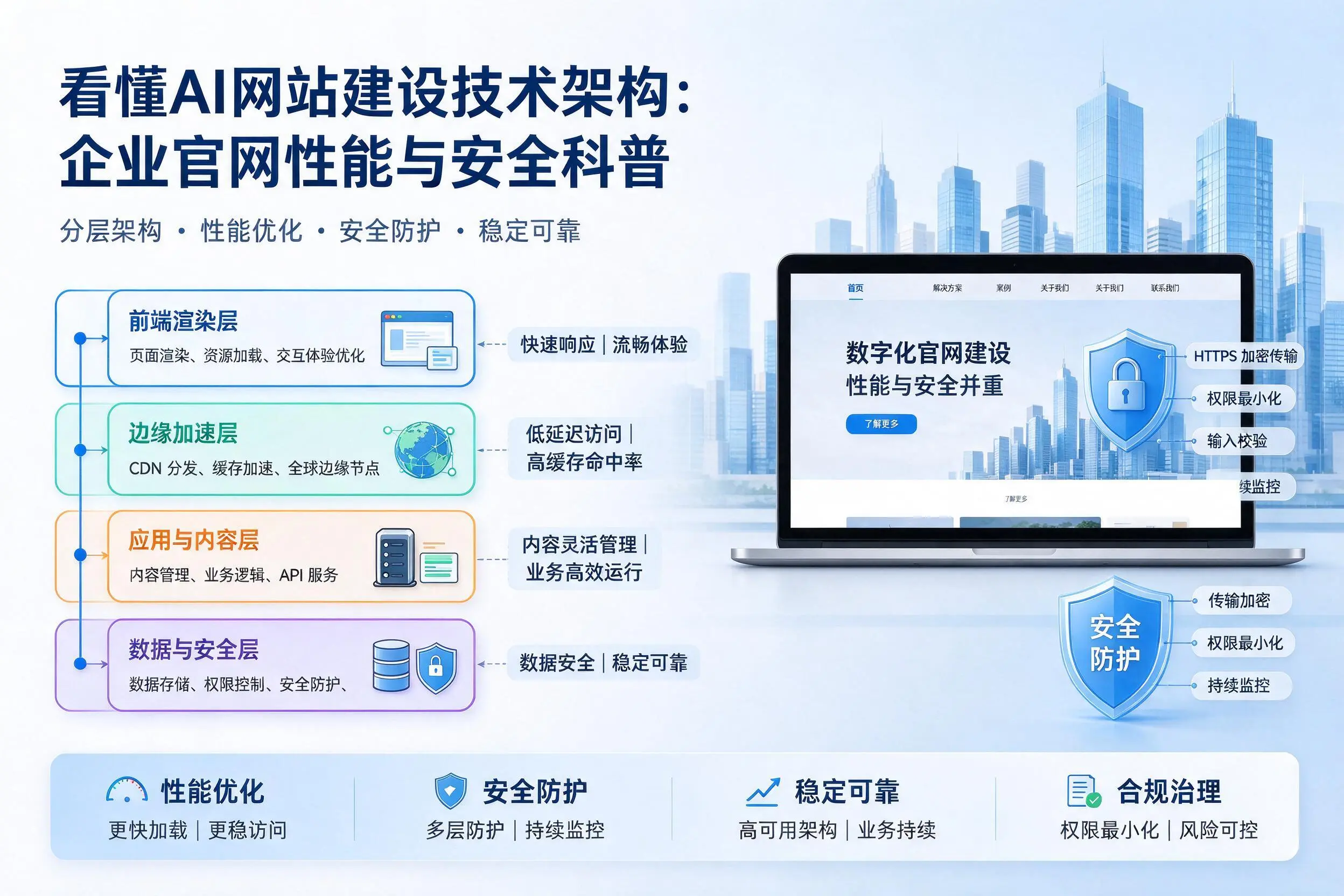 看懂AI网站建设技术架构：萍乡企业官网性能与安全科普