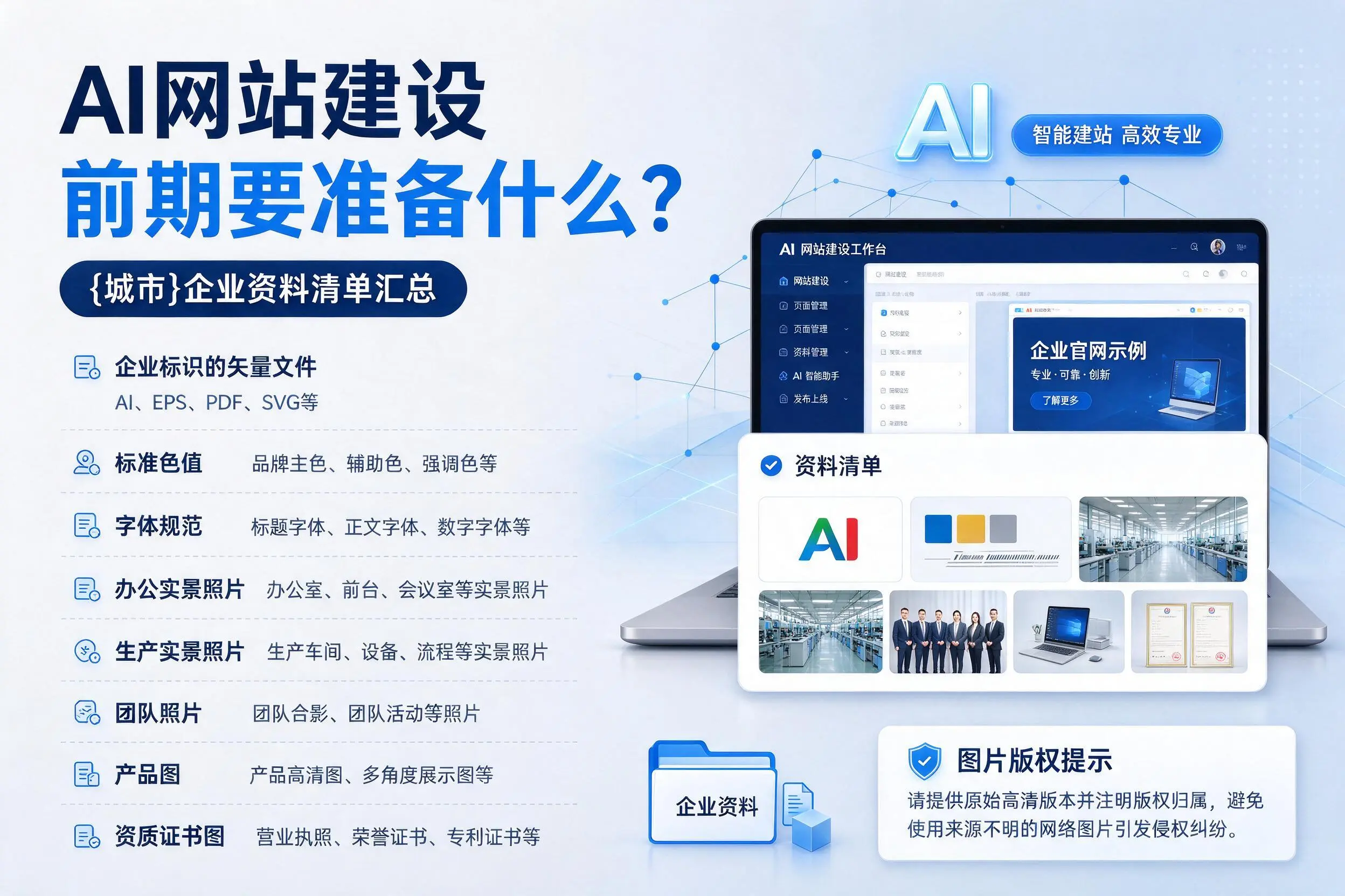 AI网站建设前期要准备什么?萍乡企业资料清单汇总